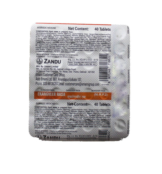 Ekangveer rasa tablets - 40Tablets Zandu