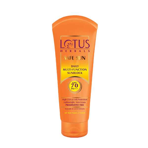 Lotus Herbals Safe Sun Daily Multi-Function Sunscreen SPF 70 PA+++ - 60 gm Lotus