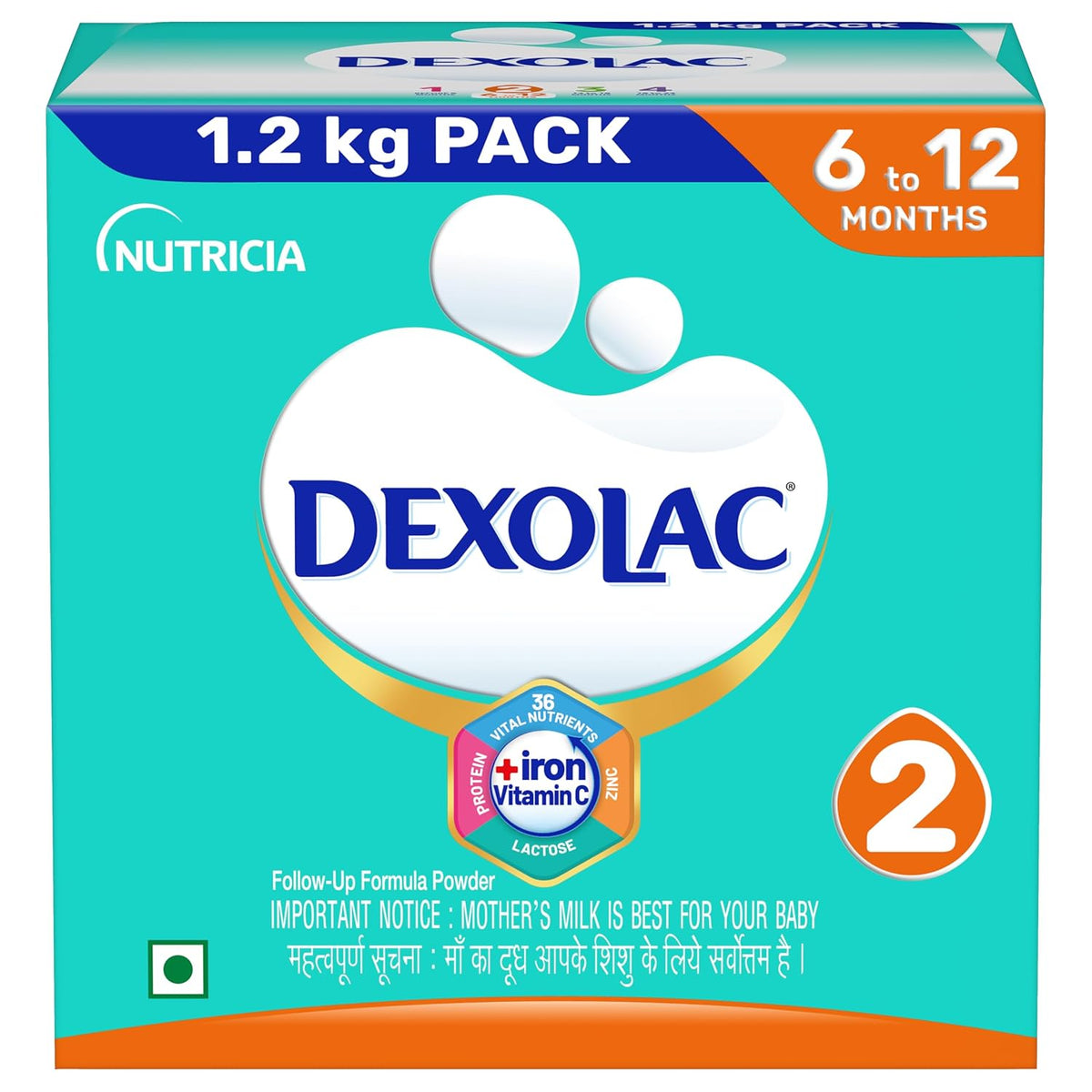 Dexolac Infant Formula Milk Powder - Stage 2 (6 to 12 Months) - 400gm refill pack