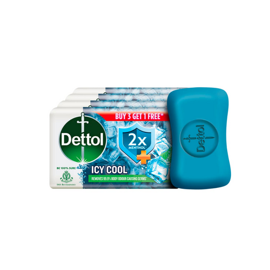 Dettol Intense Cool Bathing Soap Bar with Menthol (Buy 3 Get 1 Free - 75g each)