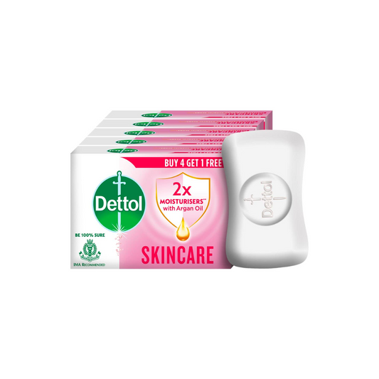 Dettol Skincare Moisturizing Bathing Soap Bar (Buy 4 Get 1 Free - 125g Each)