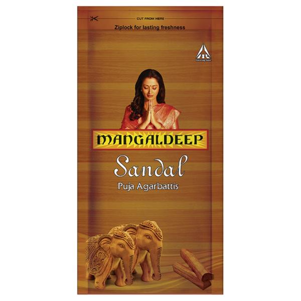 Mangaldeep Sandal Ziplock Puja Agarbatti - 108 Pcs
