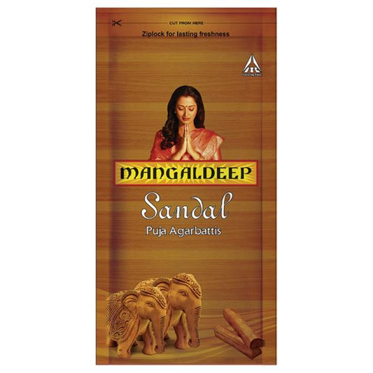 Mangaldeep Sandal Ziplock Puja Agarbatti - 108 Pcs