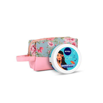 Nivea Soft Entertainer College Edition Moisturizer 300ml With Floral Styling Pouch