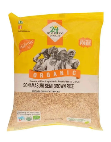 24 Organic Mantra Sona masuri Raw Semi Brown Rice Handpounded 24 Mantra
