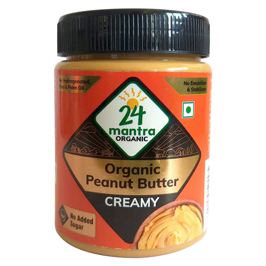 24 Mantra Organic Unsweetened Peanut Butter (Creamy) Bottle 450gm