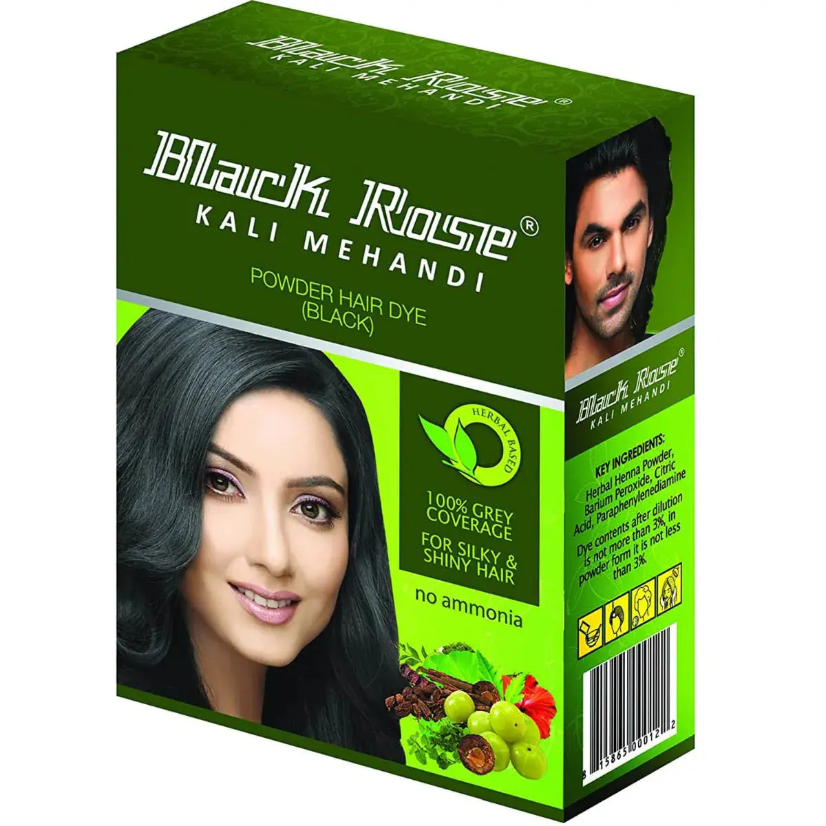 Black Rose Kali Mehandi Powder Hair Dye Black 50gm Black Rose