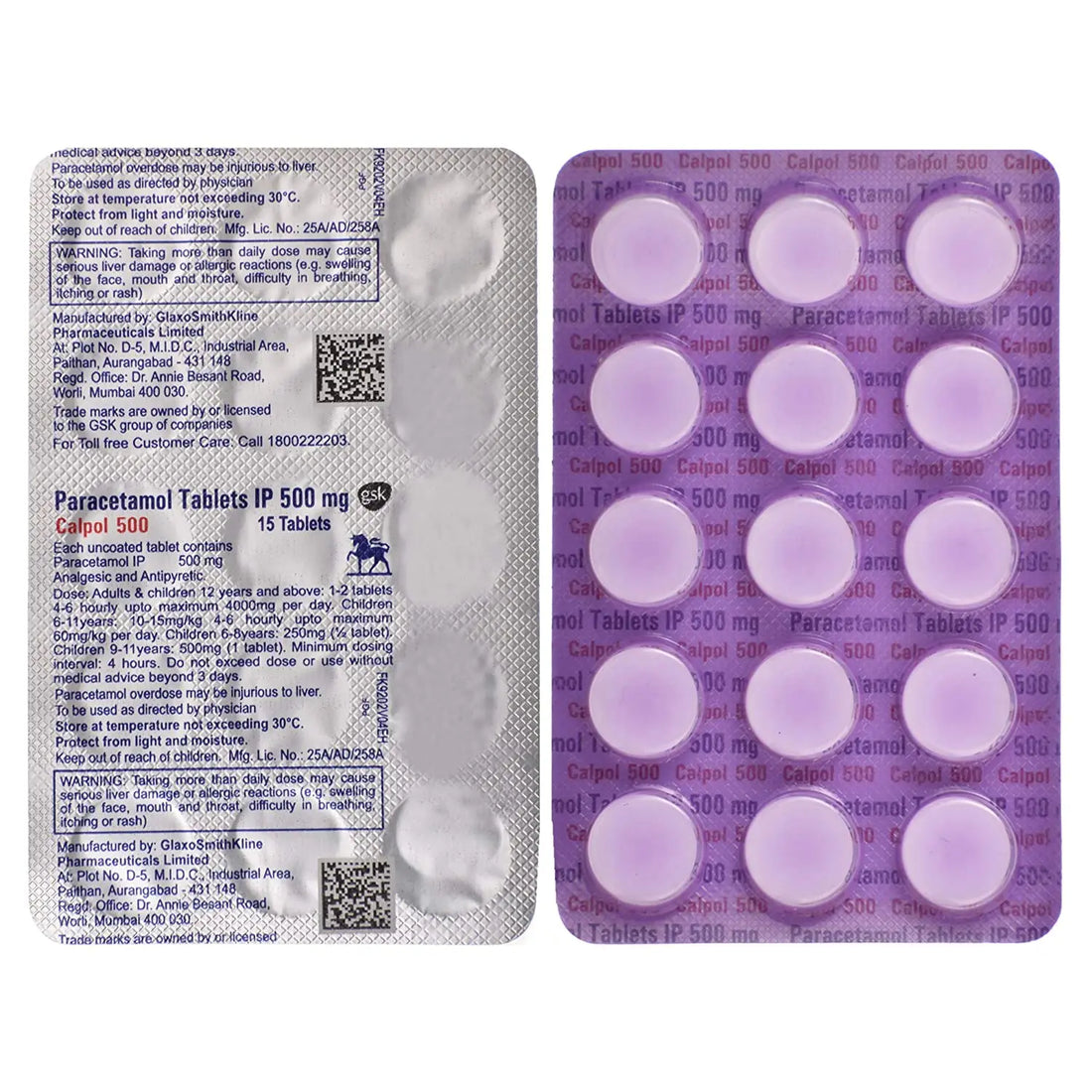 Calpol 500  - Paracetamol Tablets IP 500mg - 15Tablets GSK