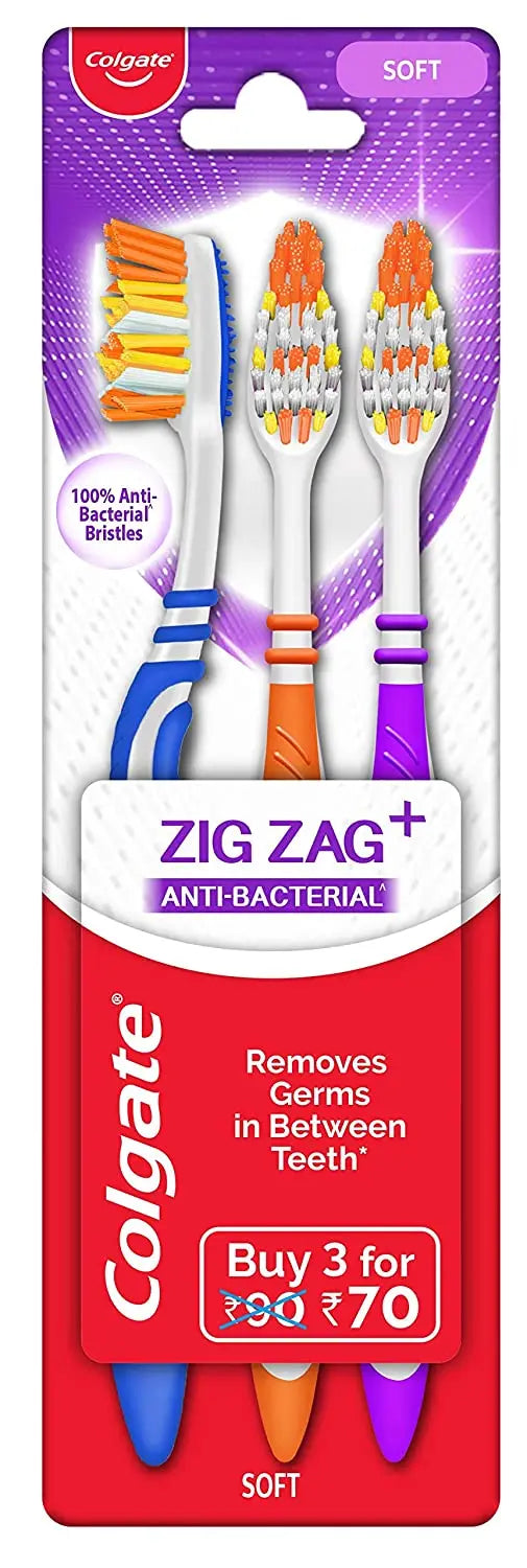 Colgate Zig Zag Soft Toothbrush - 3 Pieces Colgate