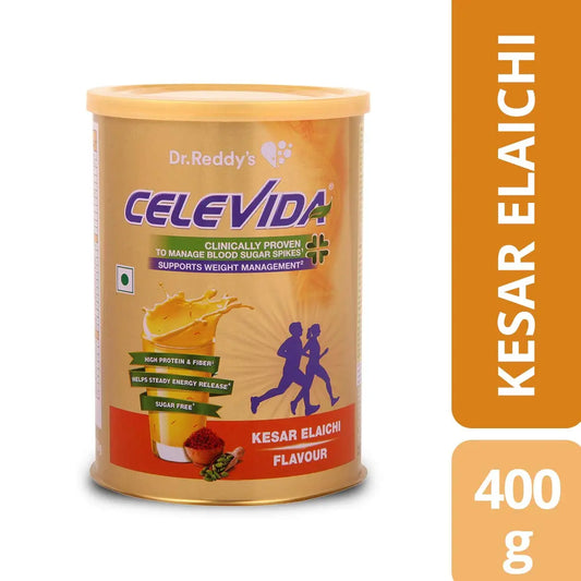 Dr. Reddy's Celevida  - Nutrition Health Drink | Kesar Elaichi Flavour| No Added Sugar | 400g Powder