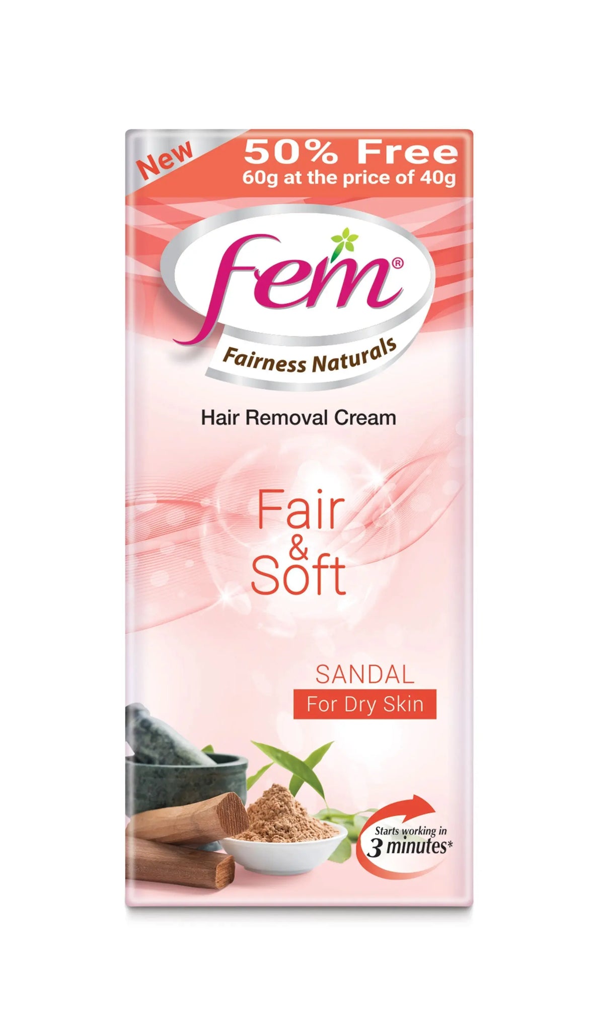 Fem hair removal cream - Sandal - For Dry Skin - 40gm Dabur