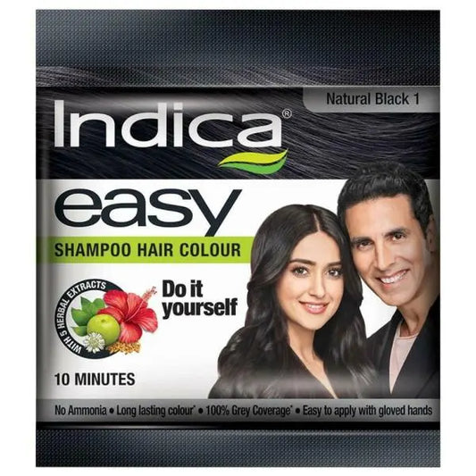 Indica Easy Shampoo Hair Colour Natural Black, 25ml