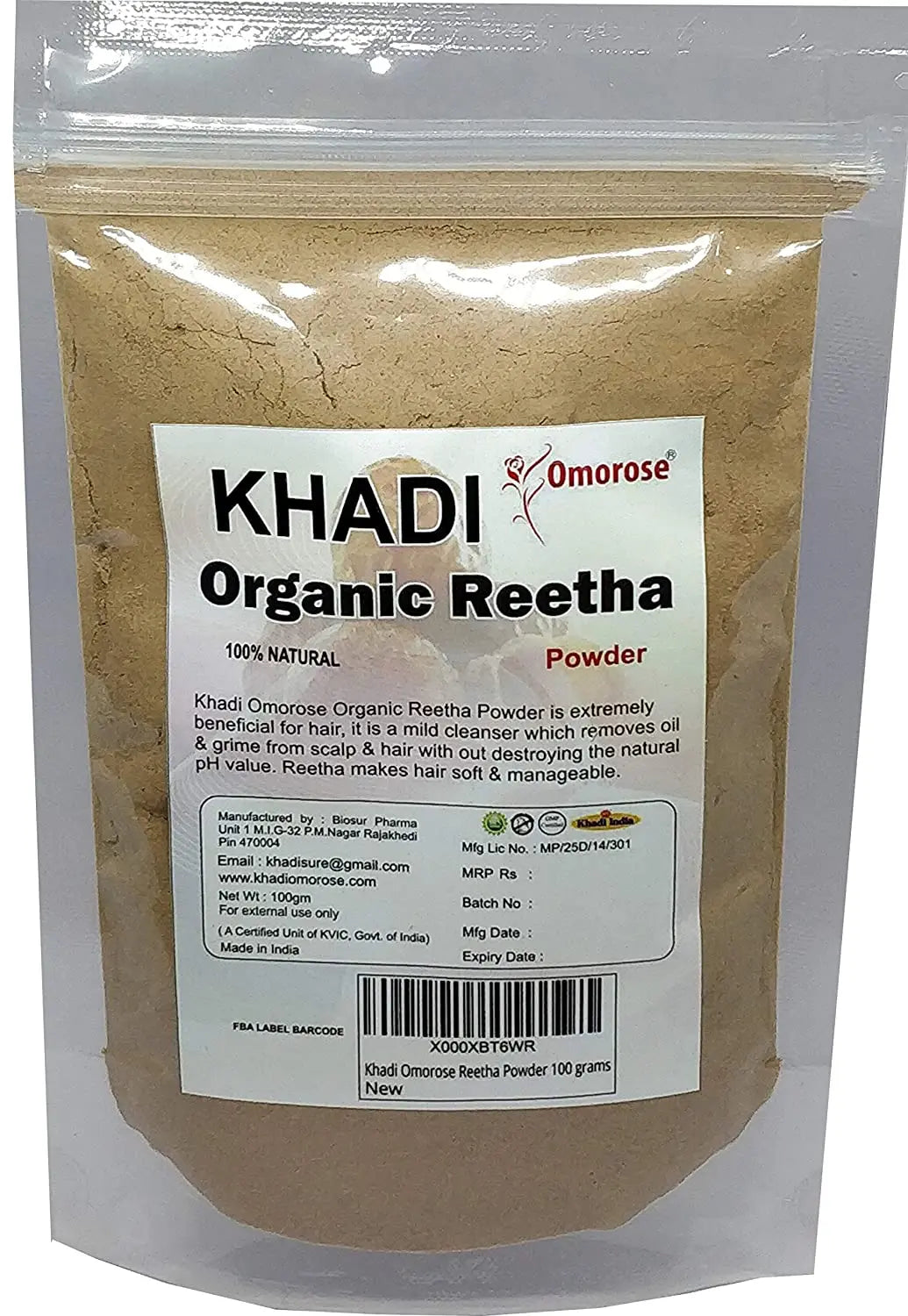 Khadi Omorose Organic Reetha Powder 100gm Khadi Omorose
