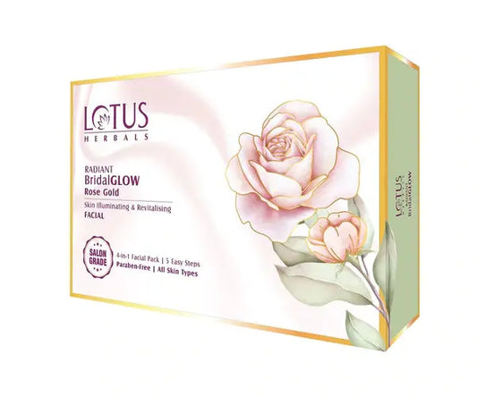 Lotus Herbals Radiant Bridal Glow  Rose Gold Skin Illuminating & Revitalising Facial 4IN1 Kit