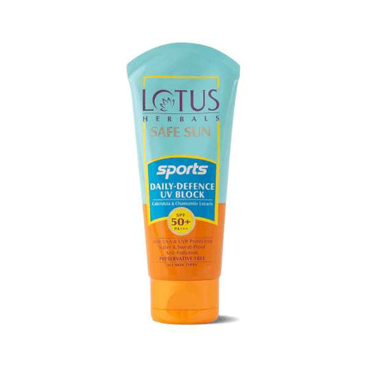 Lotus Herbals Safe Sun Sports Daily-Defence UV Block Sunscreen SPF 50+ - 80 gm