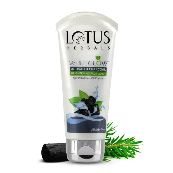 Lotus Herbals WHITEGLOW Activated Charcoal Anti-Pollution Brightening Facewash - 100 g Lotus
