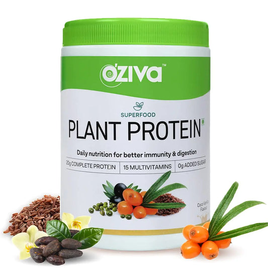 OZiva Superfood Plant Protein Powder - Coco Vanilla Flavour, 500gm