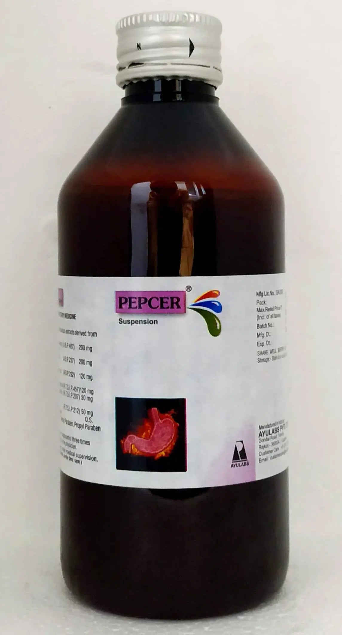 Pepcer syrup 200ml Ayulabs