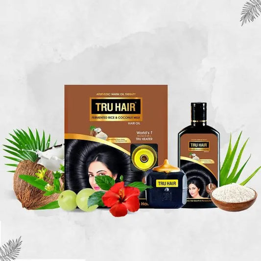 Tru Hair Fermented Rice & Coconut Milk Hair Oil with Tru Heater 110ml